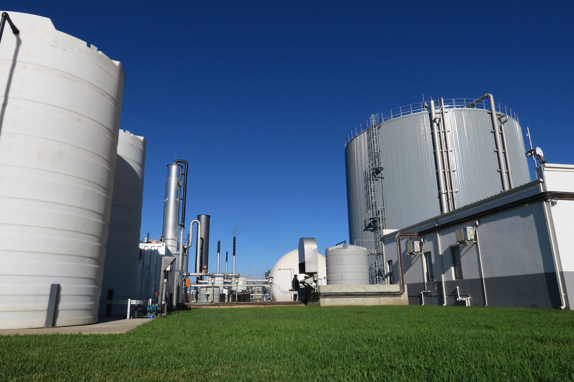 Digester, gas holder and biogas equipment at the Worcester plant, South Africa